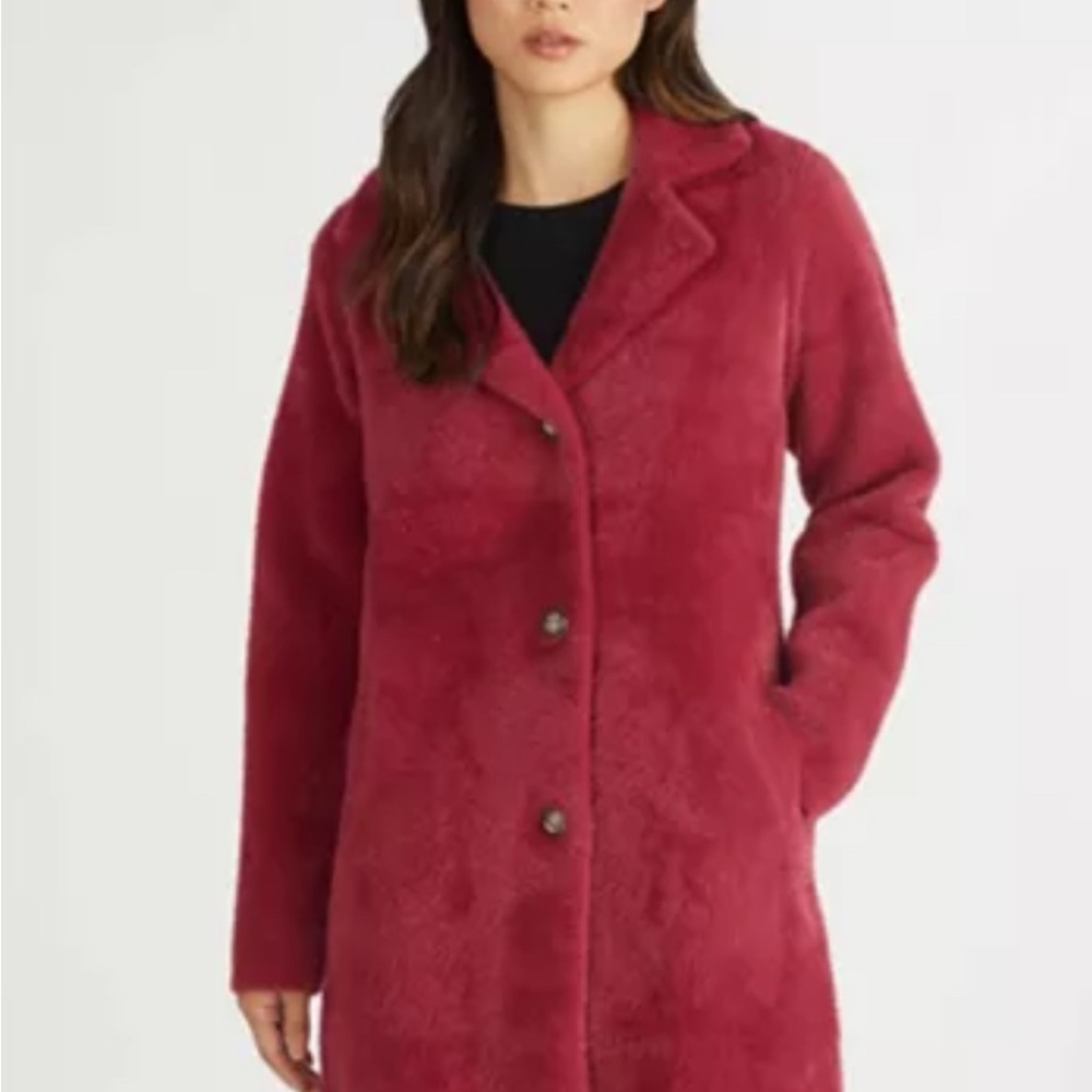 NVLT Women's Teddy Jacket in Deep Red